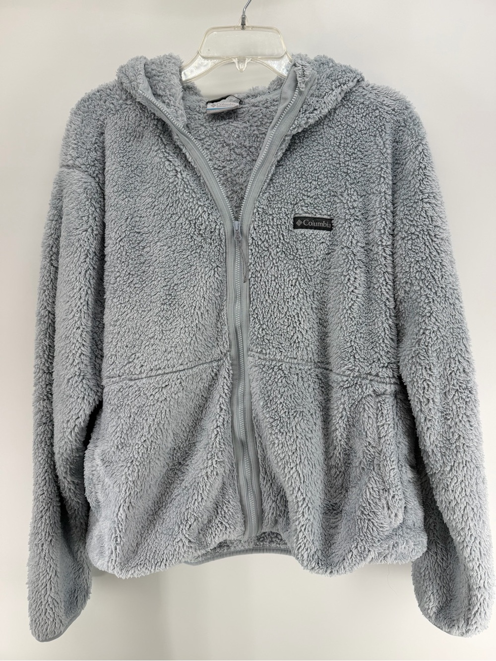 Columbia Light Gray Teddy Sherpa Zip Hoodie Women’s XL